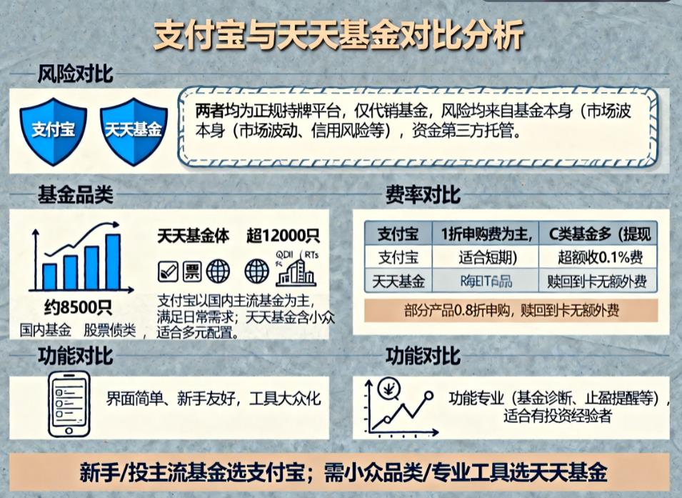 天天基金和支付宝买基金哪个好?风险有区别吗?
