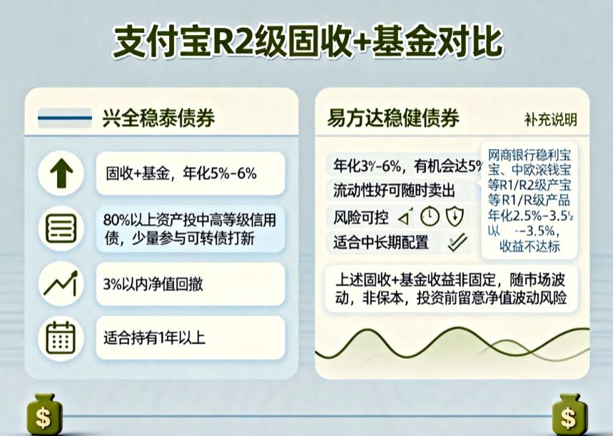 支付宝里有没有年化收益5%以上、风险等级R1或R2的理财产品?
