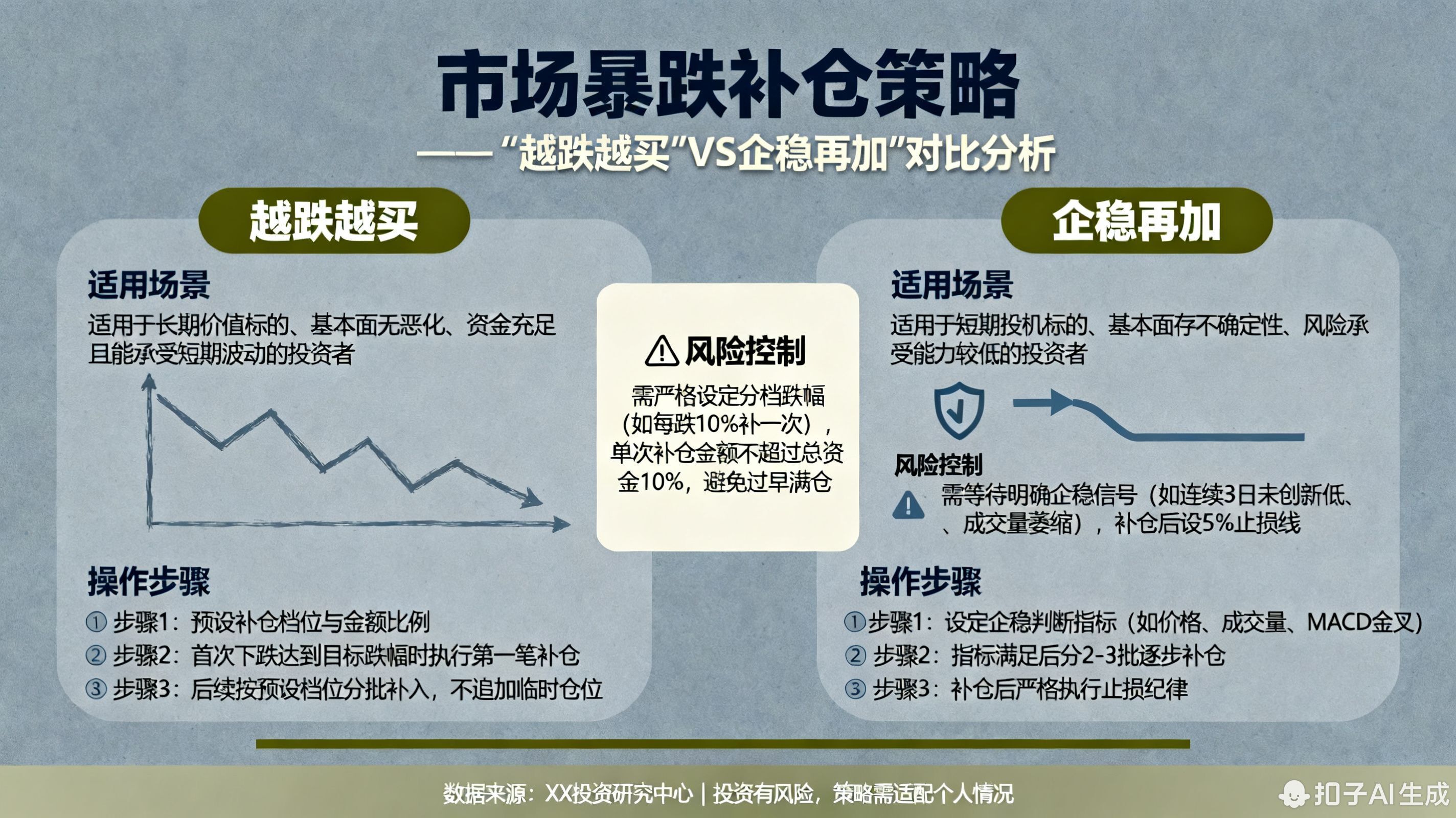 市场暴跌时该怎么补仓?是越跌越买还是等企稳再加?