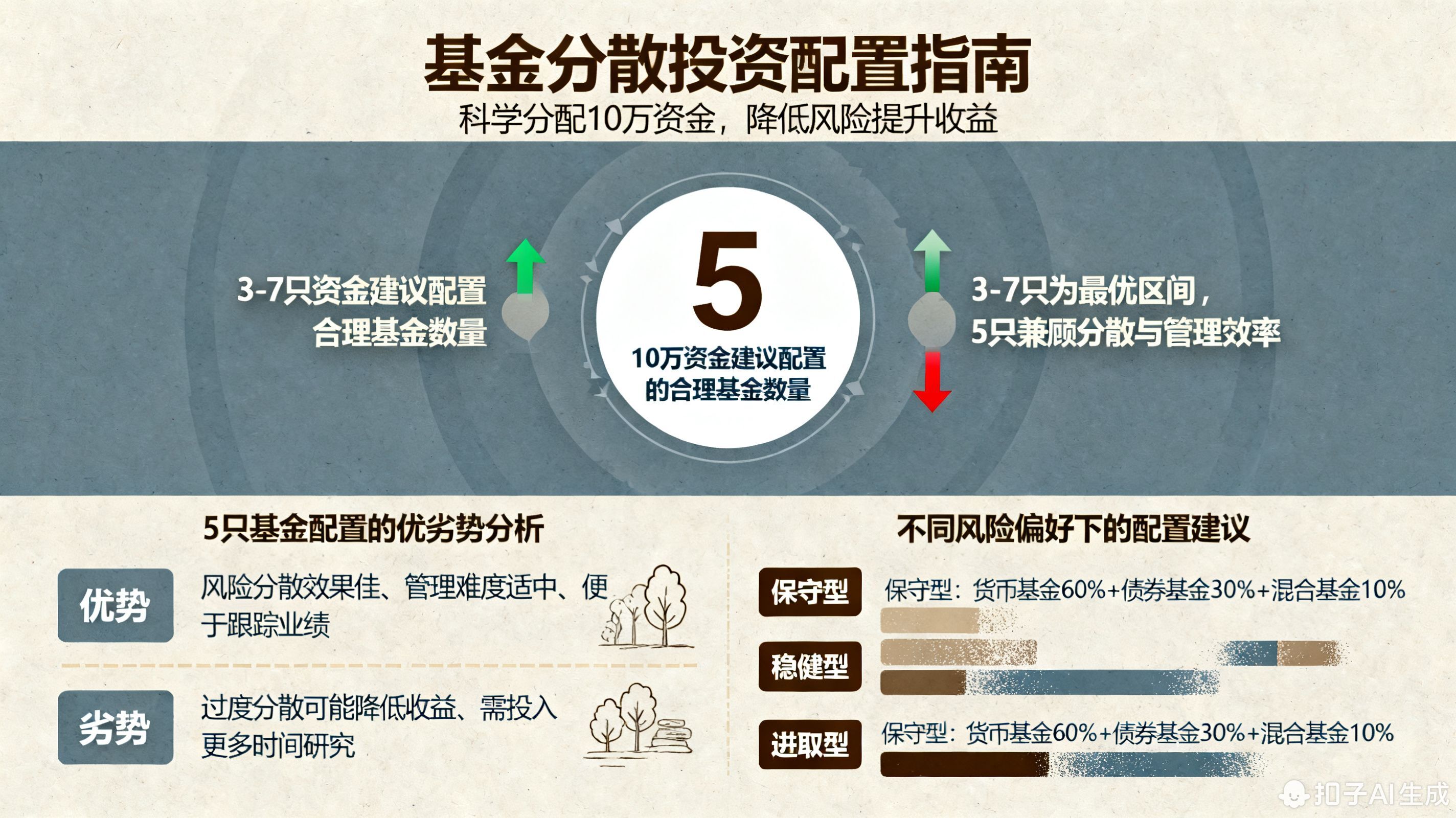 基金分散投资买多少只比较合适?10万资金买5只会不会太多?