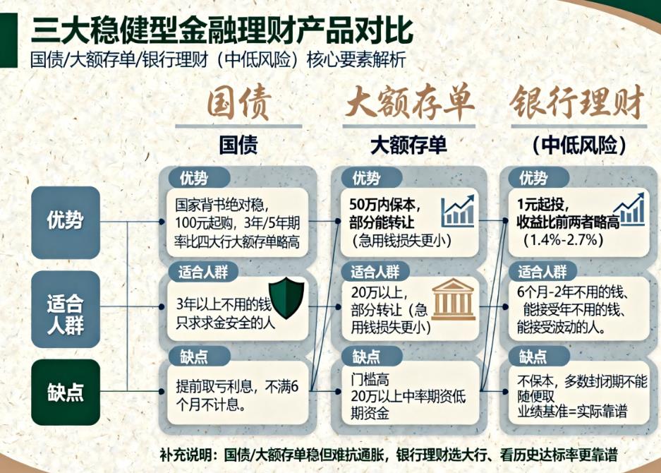 低利率下,买国债、大额存单还是银行理财更划算?