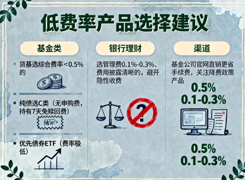 手续费和管理费对低收益产品影响大吗?怎么选费率低的?