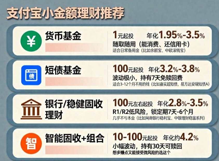 有哪些支付宝理财产品适合小金额投资?