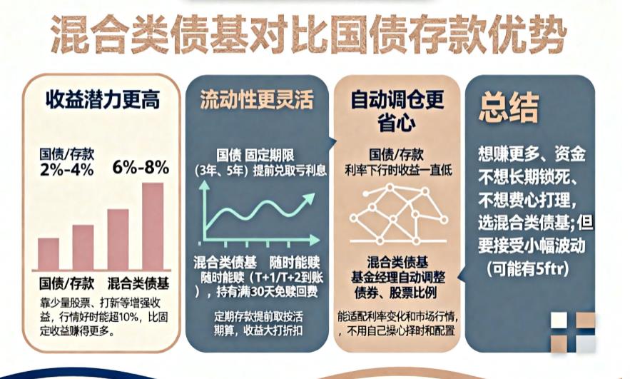 相比直接买国债或存款，混合类债基优势在哪里？