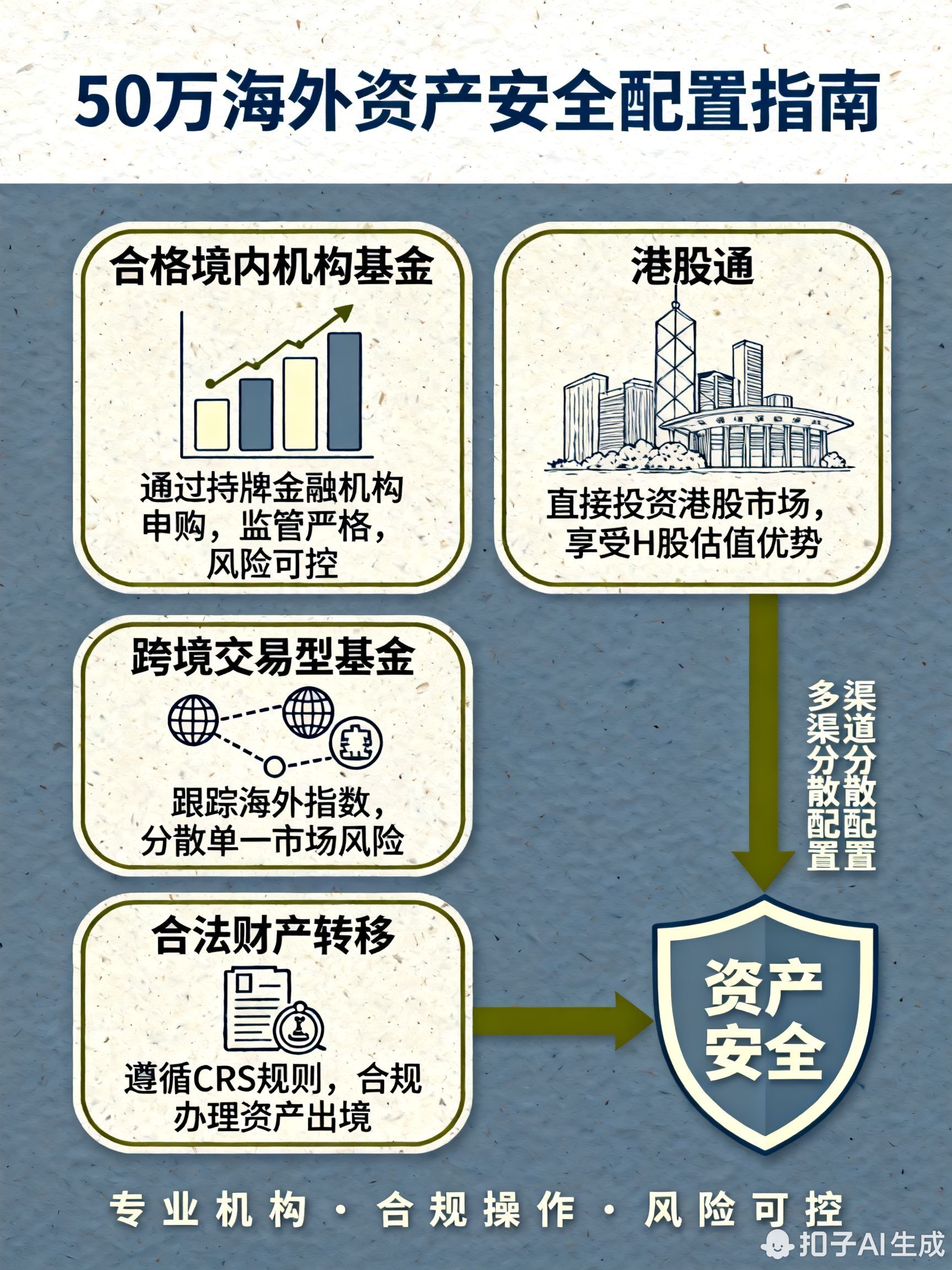 50万资金想配置海外资产，通过什么渠道比较安全?