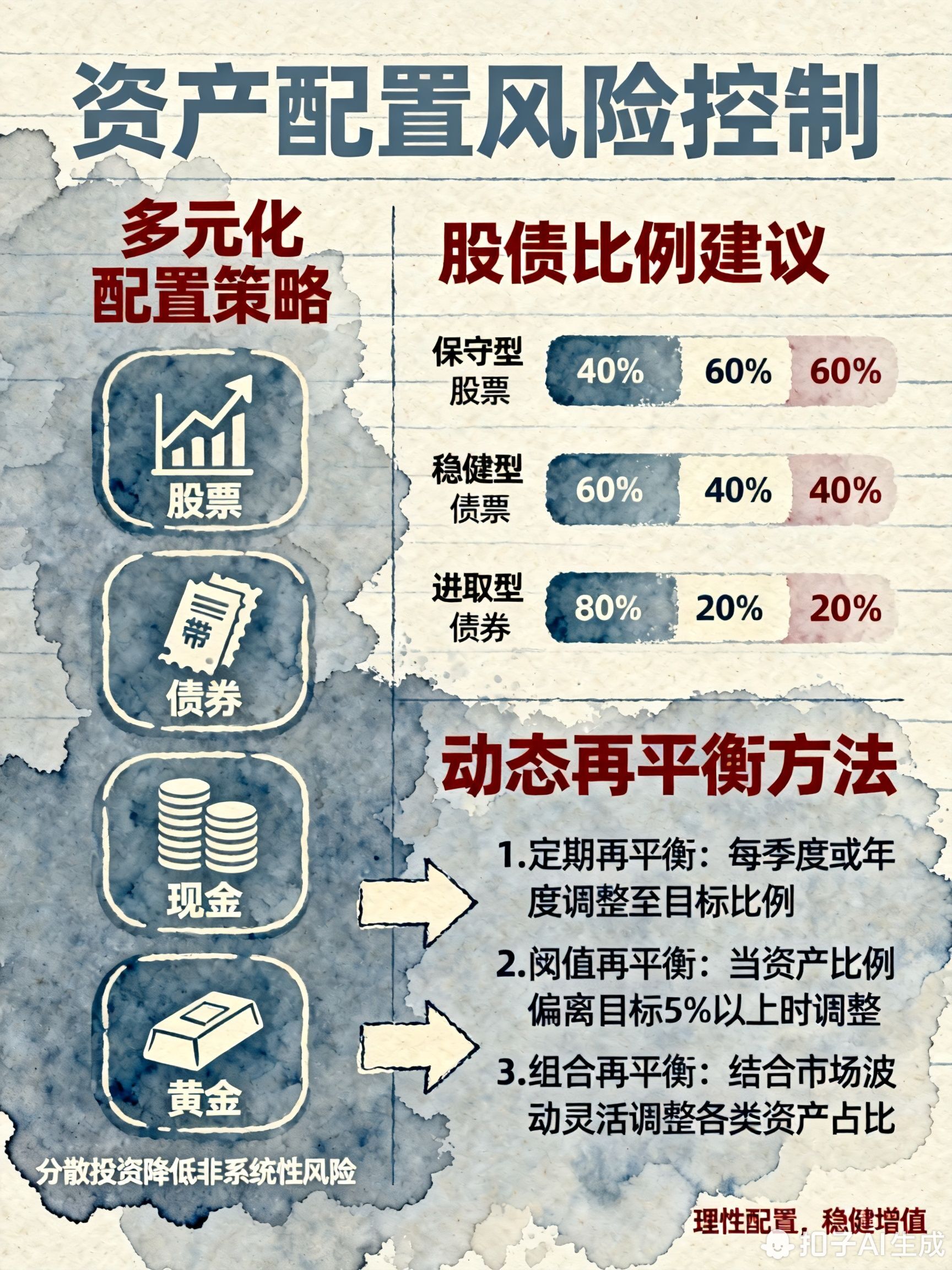 如何通过资产配置降低整体投资风险?股债比例怎么定?