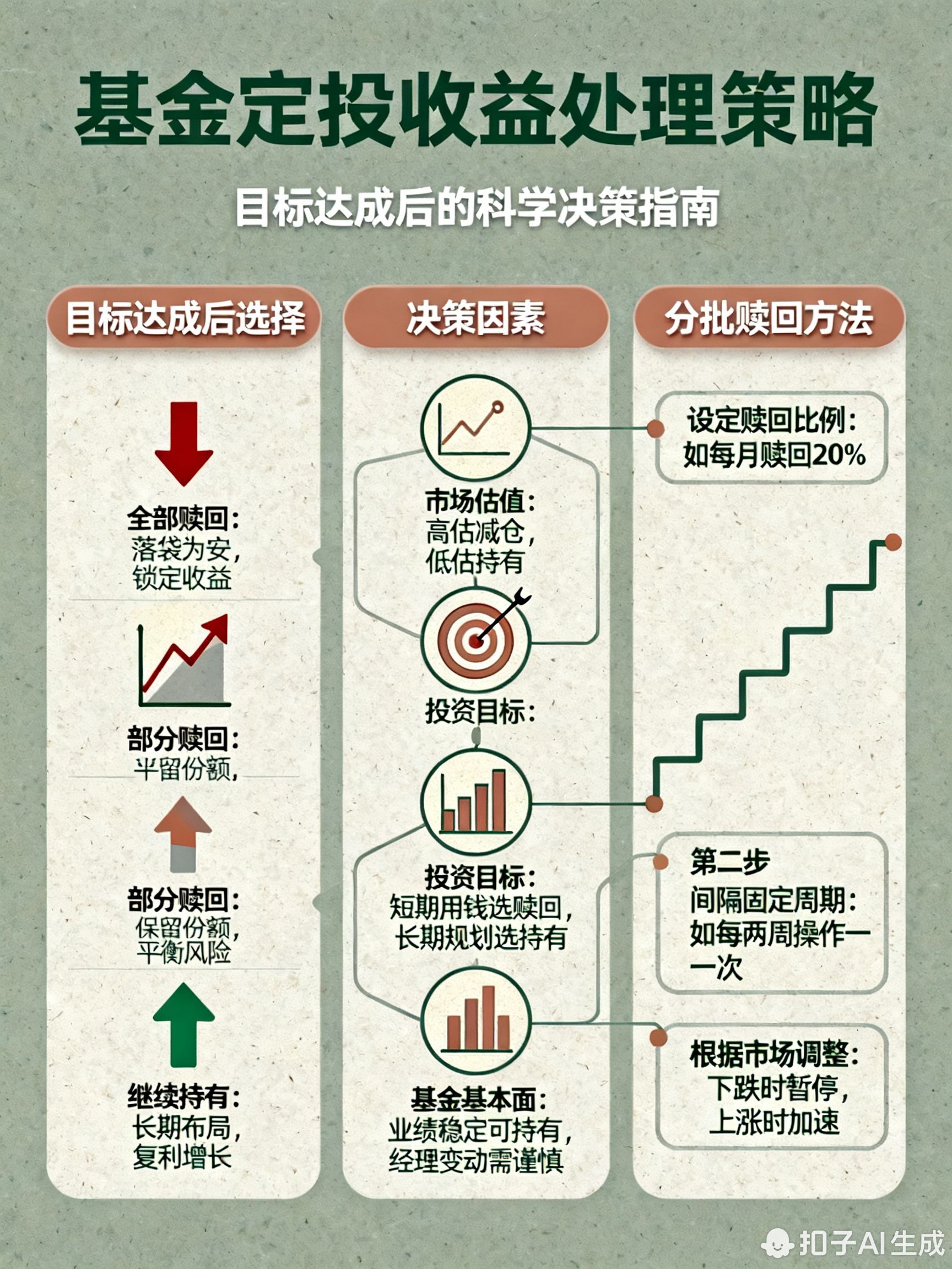 基金定投收益达到目标后，该全部赎回还是继续持有?