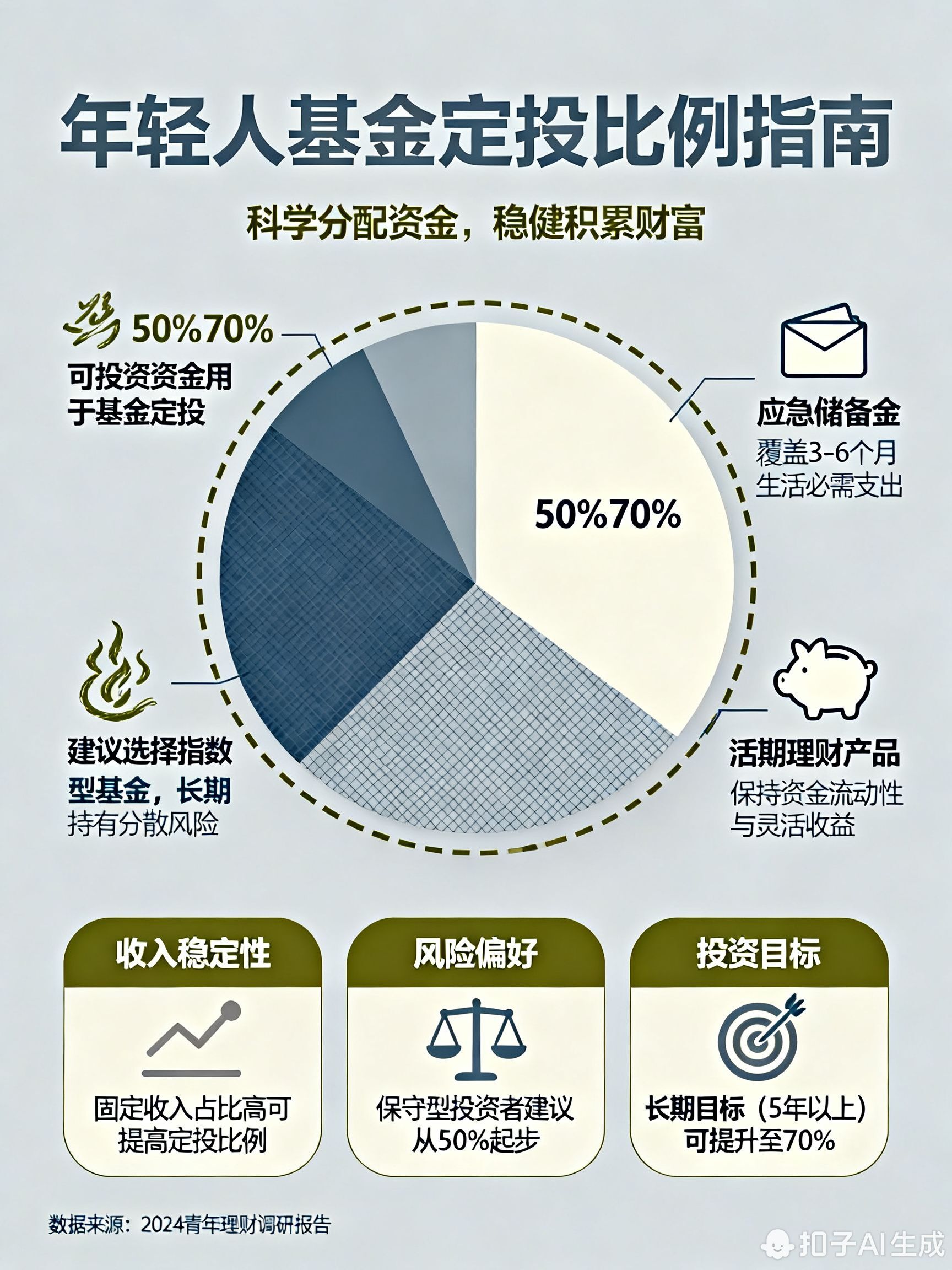 年轻人刚开始理财，该把多少比例的资金用于基金定投?