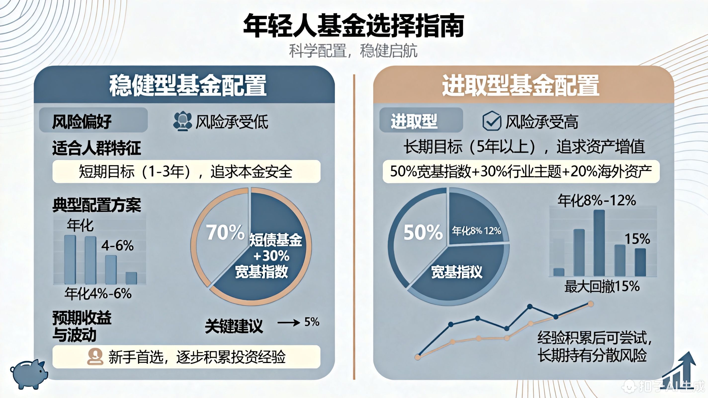 年轻人刚开始投资，该选择稳健型还是进取型基金?