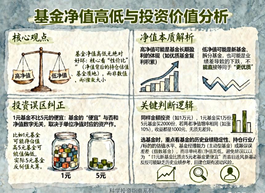 基金净值高好还是低好?1元的基金比5元的更便宜吗?