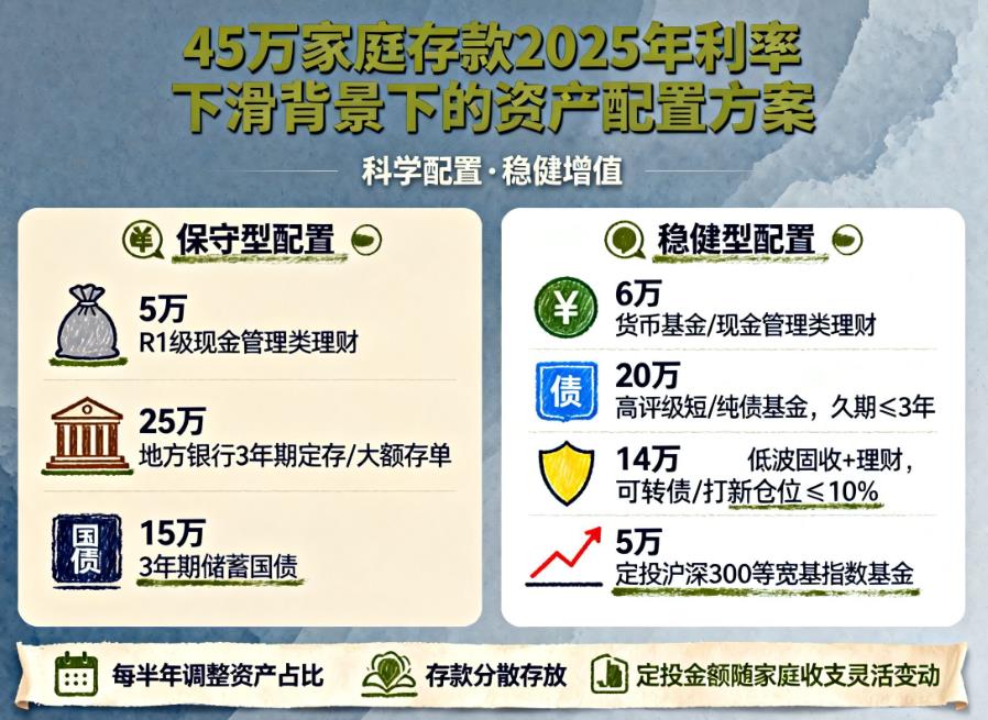 2025年家庭存款45万，怎么合理配置资产？