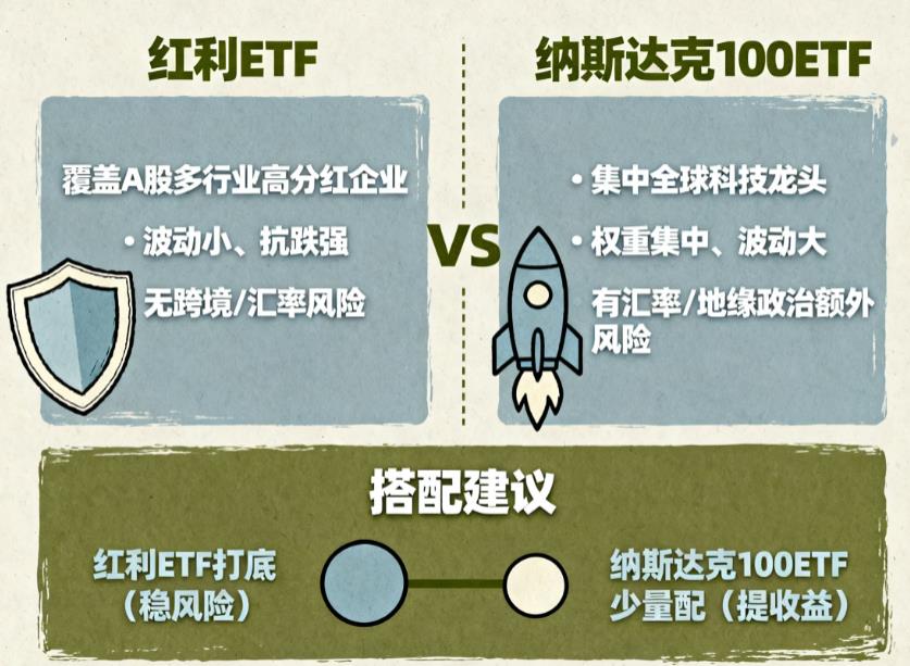 定投红利ETF和纳斯达克100ETF哪个分散风险？