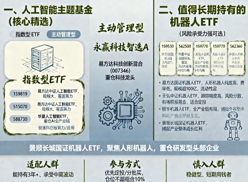 人工智能主题基金有哪些机器人ETF值得长期持有吗？