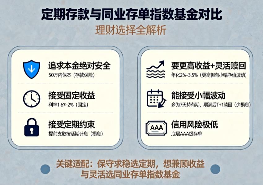 定期存款到期换同业存单指数基金划算吗?