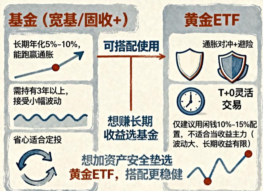 闲钱理财跑赢通胀基金vs黄金ETF选哪个?