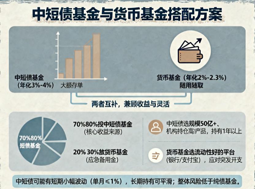 大额存单到期搭配中短债+货币基金可行吗?