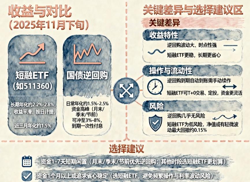 闲钱理财国债逆回购vs短融ETF哪个收益高？