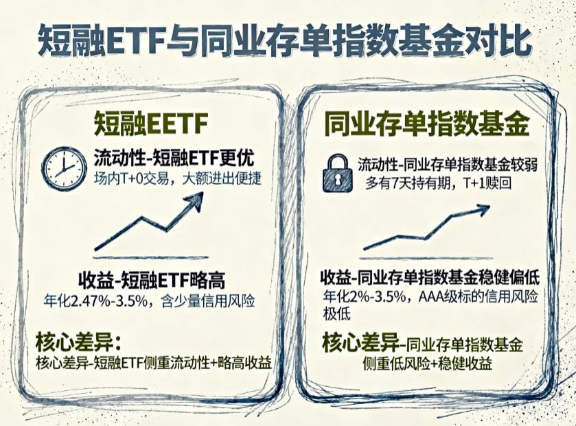 短融ETFvs同业存单指数基金流动性+收益哪个优？