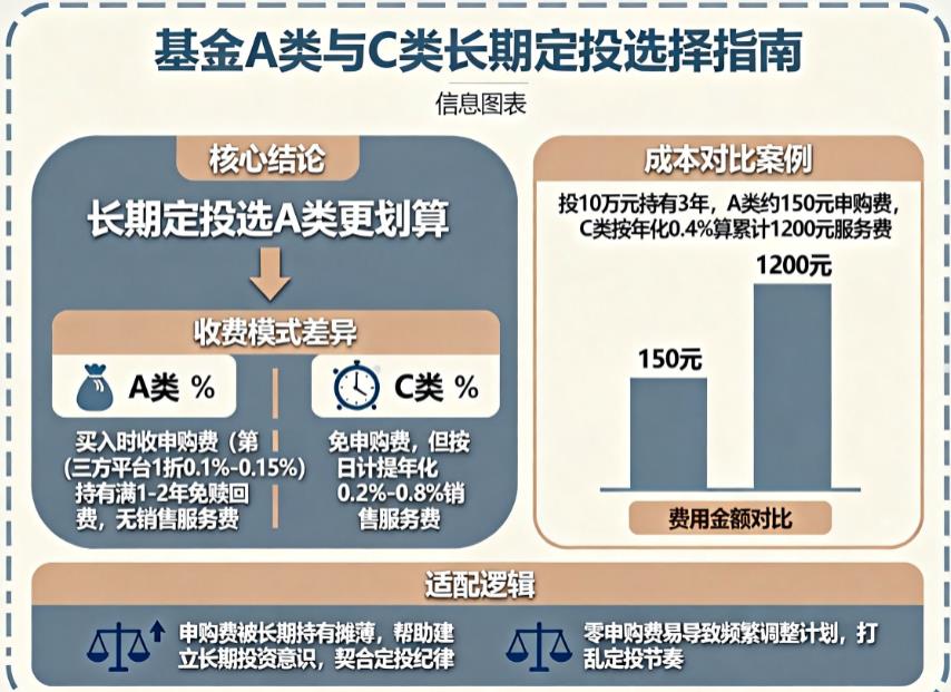 基金定投选A类还是C类基金更划算?我打算长期持有