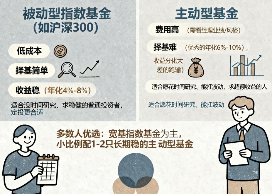 长期投资基金选主动型还是被动型指数基金？