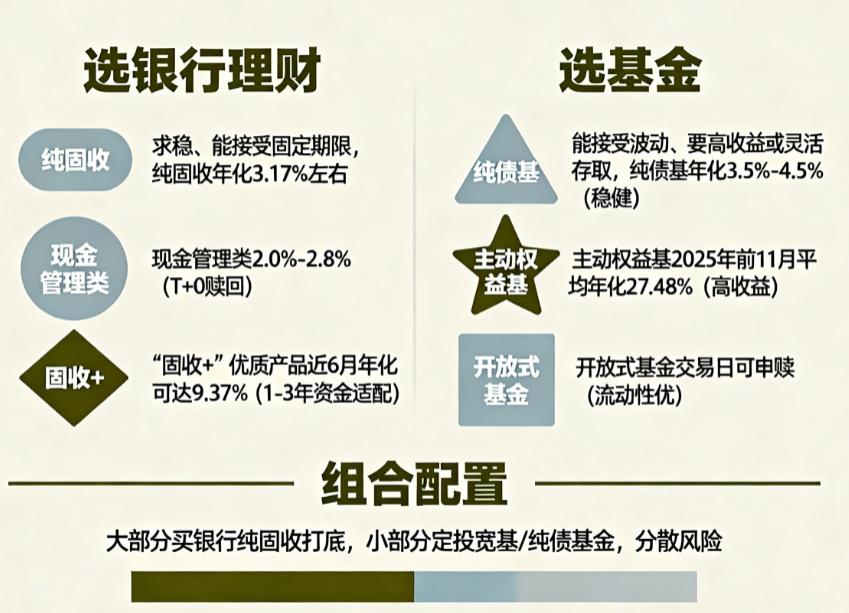有笔闲钱，是买基金还是做银行理财？