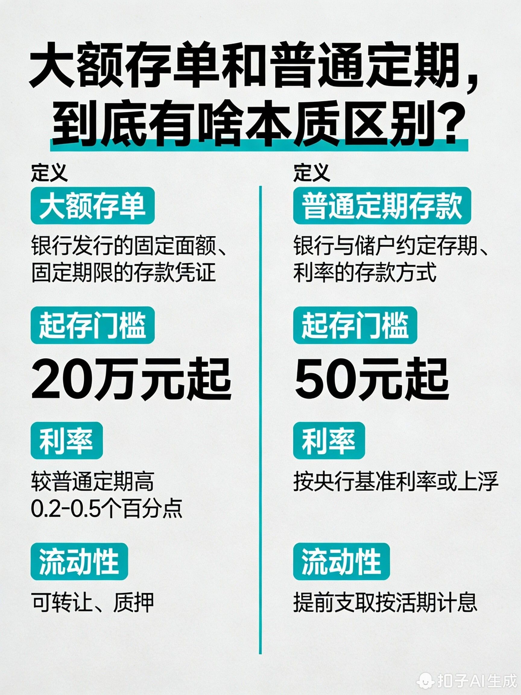 大额存单和普通定期，到底有啥本质区别?