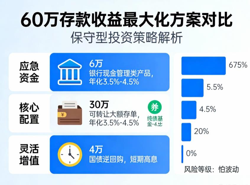 突然有了一笔60万的存款，怎么处理收益才能最大化？