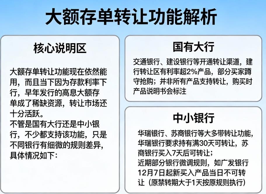 大额存单转让功能还能用吗？