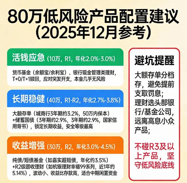 80万不想买股票，有哪些低风险投资？
