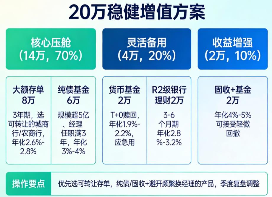 20万闲钱，求一个稳健增值方案。