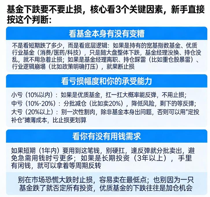 基金下跌要不要卖出止损？