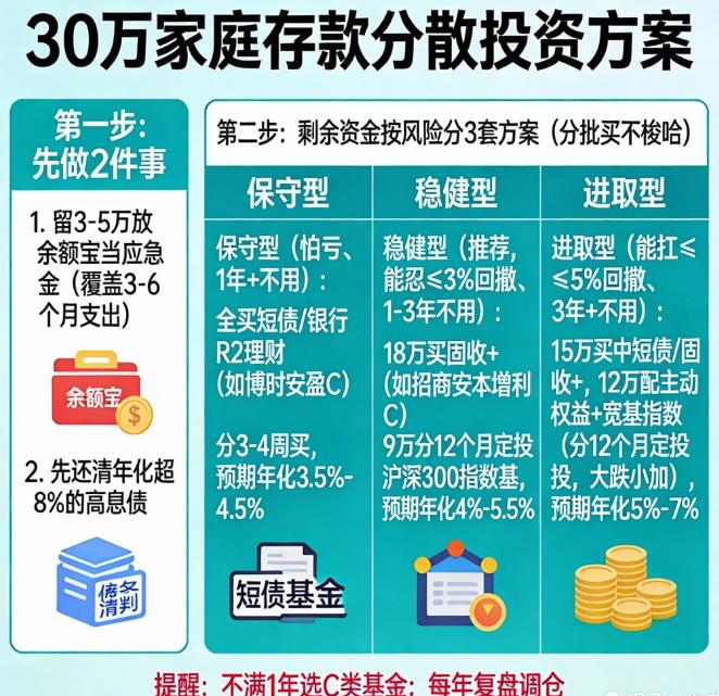 家庭存款30万，如何分散投资理财？