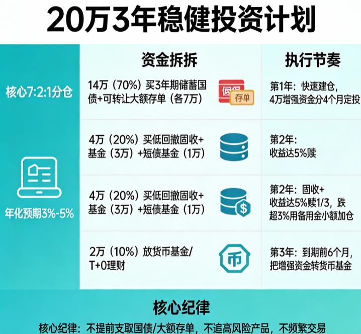 20万闲钱，求一个3年投资计划。