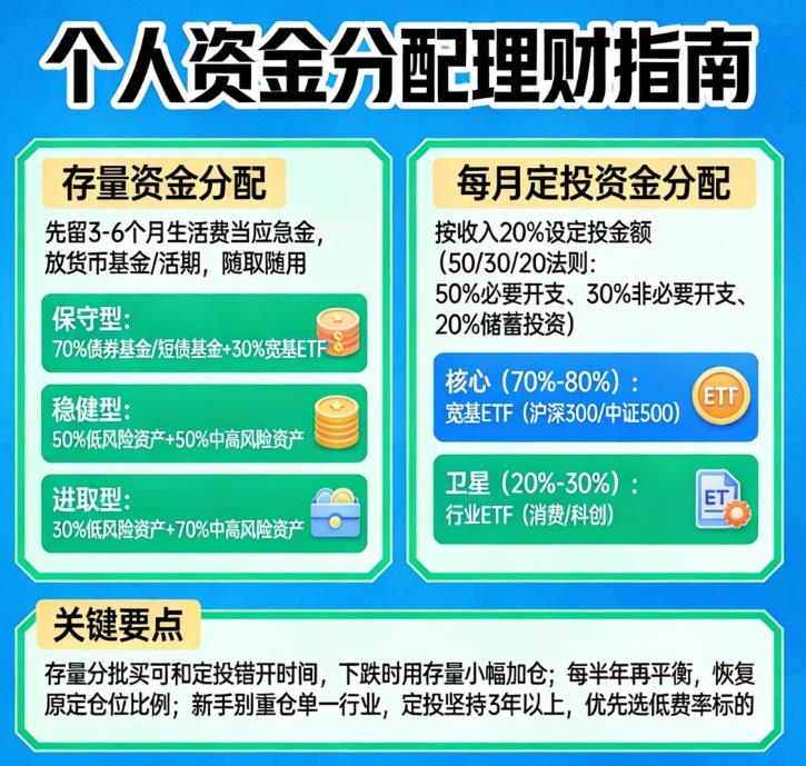 如何分配存量资金和每月定投？