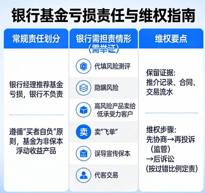 银行经理推荐的基金，赔了银行负责吗？