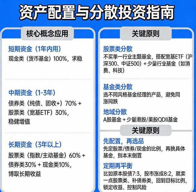 资产配置、分散投资这些基础概念，具体怎么应用？