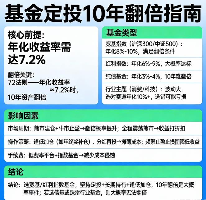 基金定投坚持10年能翻倍吗？