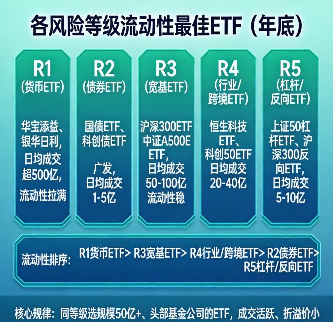 不同ETF的风险等级年底谁流动性最好？