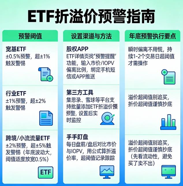 ETF基金折溢价年底怎么设置预警？