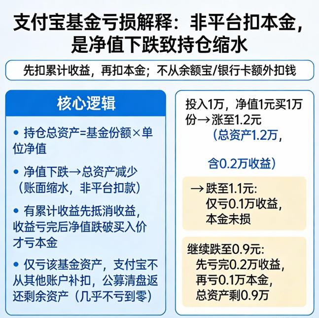 支付宝基金亏损了是扣本金吗？