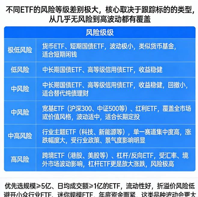 不同ETF的风险等级差别大吗？