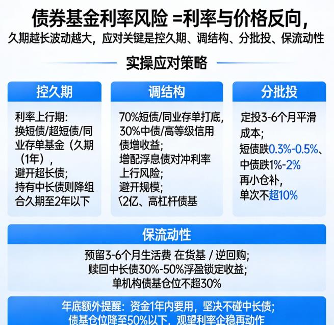 债券基金利率风险怎么应对？最近利率波动大。