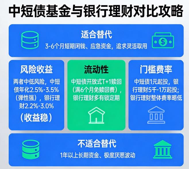 中短债基金适合替代银行理财吗？