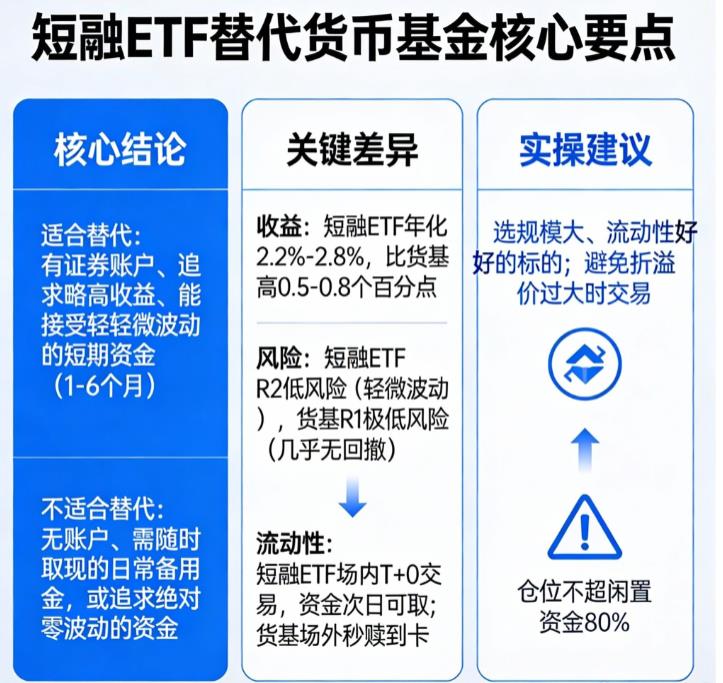 短融ETF适合替代货币基金吗？