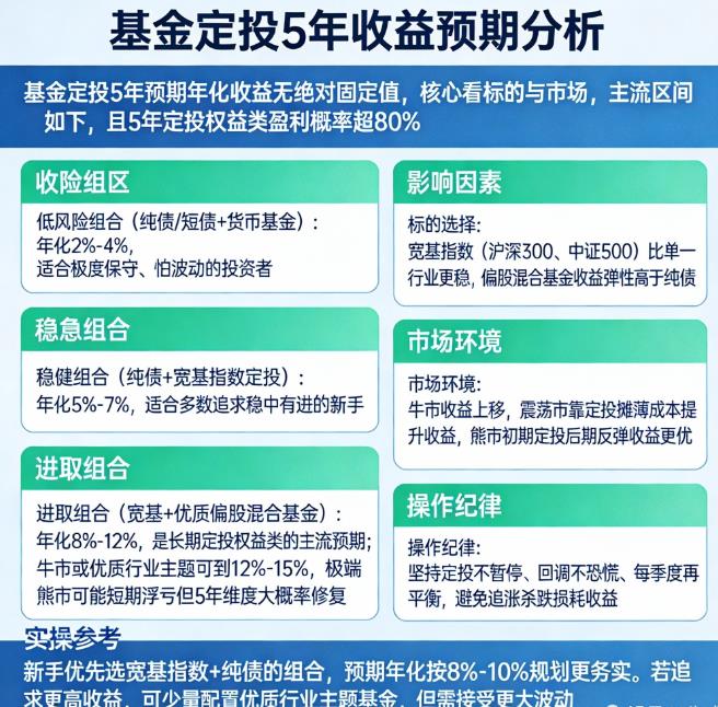 基金定投5年预期年化收益多少?