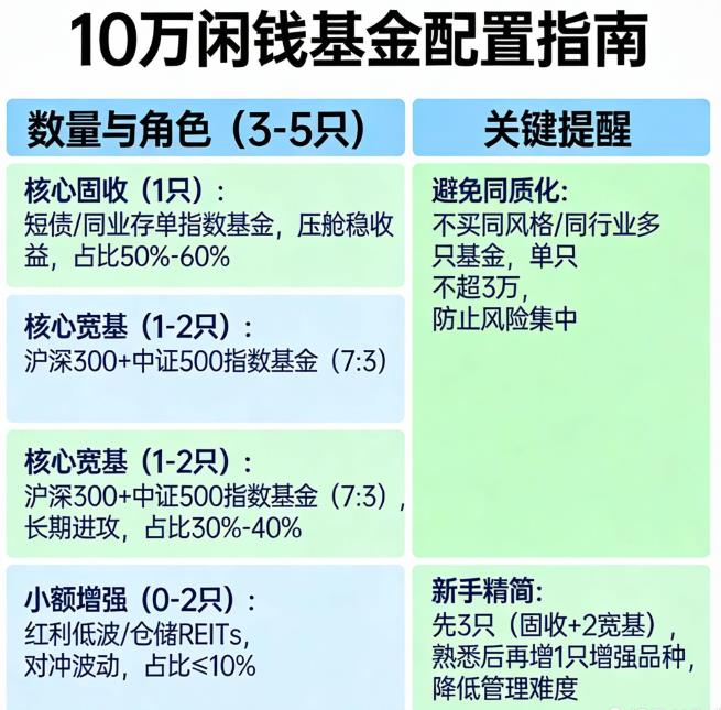 10万元理财，买几只基金分散投资合适？