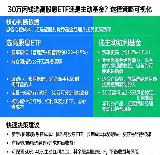 30万闲钱，买高股息ETF还是主动基金？