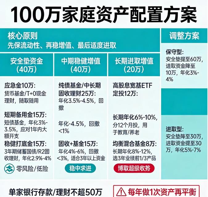 2025年家庭存款100万，怎么资产配置？