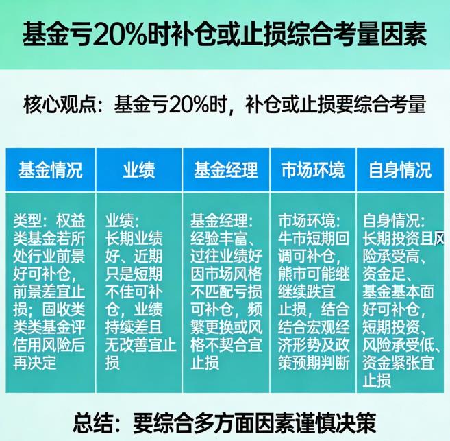 基金亏了20%,该补仓还是止损?