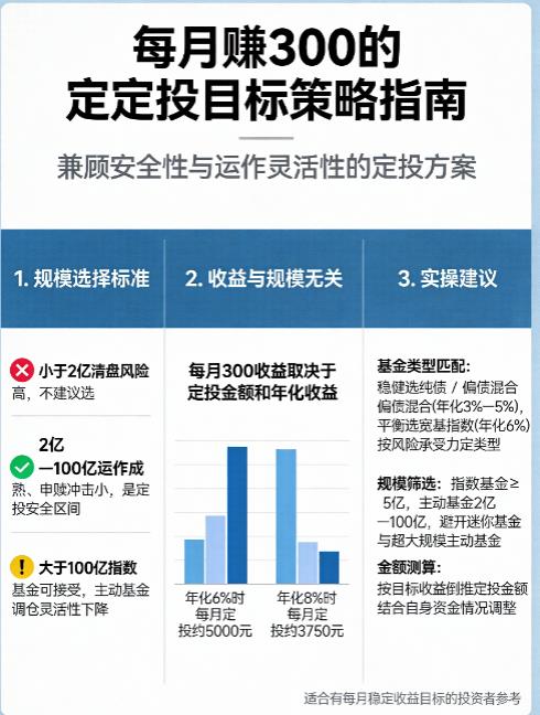 基金定投想每月赚300，该选多大规模的基金产品？​